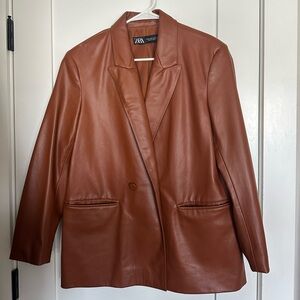 Zara Women's Tan Leather Blazer